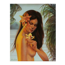 &quot;Hawaiian Beauty #2&quot; (Woman w/ Flower) By Anthony Sidoni Signed Oil Painting - £5,233.57 GBP