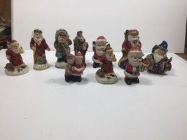 Lot of 10 Vintage Santa Figurines Ceramic and Resin - £14.27 GBP