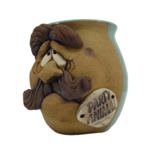 Vintage Party Animal Man Coffee Mug Stoneware Pottery Funny Ugly Face Handmade - £15.80 GBP