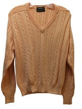 Lord Jeff vintage V neck cable knit sweater peach L large runs small fit... - $20.78