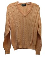 Lord Jeff vintage V neck cable knit sweater peach L large runs small fit... - £15.60 GBP