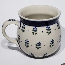 Blue and White Polish Pottery Coffee Tea Bubble Mugs 8 oz Made in Poland EUC - £17.69 GBP