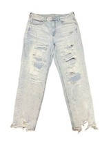 American Eagle Women’s Light Wash Distressed Mom Jeans Size 12R GREAT Condition  - £16.03 GBP