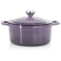 MegaChef 2.7 Quart Round Enameled Cast Iron Casserole in Gradient Purple - $58.41