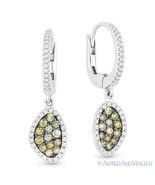 0.66 ct Fancy &amp; White Diamond Pave 14k White &amp; Black Gold Dangling Drop ... - $19,487.32 MXN