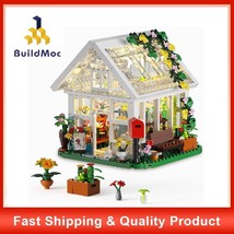 Garden Flower House Model Building Bricks Toy MOC Blocks Set Gift with LED Light - £36.08 GBP