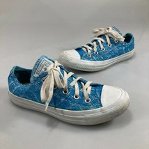 Converse All Star Womens 6 Aqua White Print Canvas Gym Shoes Sneakers - $29.89