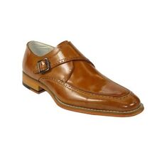 Men's Giovanni Shoes High Quality Leather Monk Strap Buckle AMATO Tan image 3