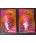 Lot Of 2 Poppy Pink Cute Trolls 3&quot; Eraser W/Pink Hair By Dreamworks Pkg ... - £5.47 GBP