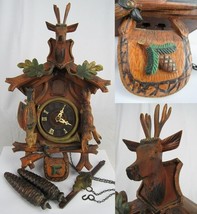 antique 1930&#39;s hunter cuckoo clock GERMANY old weights Black Forest GM ANGEM - £164.41 GBP