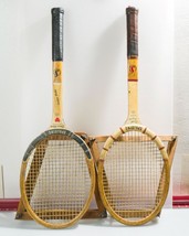 Spalding Doris Hart &amp; Pancho Gonzales Tennis Racquet with Frame Press Lot - $114.23