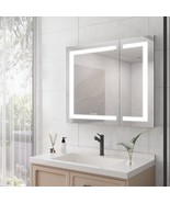 36x30 inch Medicine Cabinet with LED Vanity Mirror, Anti-Fog Recessed - £398.38 GBP
