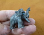 (Y-WOO-9) little gray Woolly Mammoth carving SOAPSTONE stone figurine ma... - $8.59