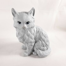 Persian Grey Cat Kitten Blue Eyes Ceramic Figurine - £18.56 GBP