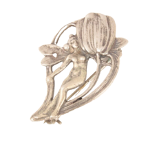 Art Nouveau Nude Nymph Fairy Pin in Sterling Silver - £19.10 GBP