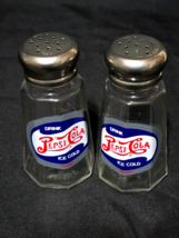 Vintage PEPSI COLA Salt &amp; Pepper Shaker Set - Restaurant Style Older Typ... - £9.68 GBP