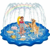 QDH Splash Pad Sprinklers for Kids Dogs 68&#39;&#39; Splash Play Mat Summer Outdoor W... - £27.72 GBP