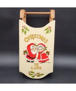 Vintage Mr. &amp; Mrs. Clause &quot;Christmas Is Love&quot; Wooden Hand Painted Signed... - $330.37 MXN