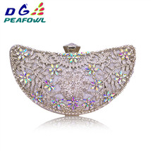Clutches Moon Sequined Hollow Out Crystal Lady Shoulder Phone Wallet Case Weddin - £37.17 GBP