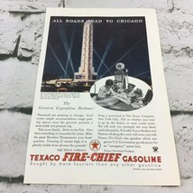 Vintage Texaco Gasoline Gas Advertising Art Print Ad Fire-Chief Tourism Chicago  - £7.87 GBP