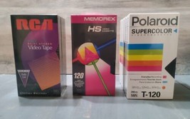 Mixed Lot 10 New Sealed Blank VHS Tapes T-120 6 Hour 3 RCA 2 Maxwell 5 Polaroid - $46.42