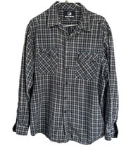 Bullhead Shirt Adult Blue &amp; White Plaid Button Up L/S Mens Sz L 100% Cotton - £18.52 GBP