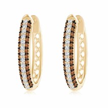 Authenticity Guarantee 
ANGARA Pave-Set White and Brown Diamond Hoop Earrings... - £1,593.51 GBP