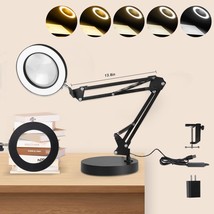 10X Magnifying Glass with Light Desk lamp 5 Color Modes Dimmable 2-in-1 - £22.47 GBP