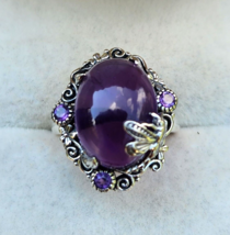 Artisan Crafted Amethyst Dragonfly Wrapped Ring in Sterling Silver 12.00 ctw Sz8 - £47.86 GBP