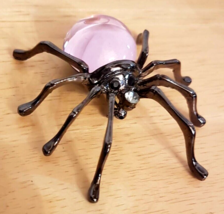Spider Pin Black Legs Pink Acrylic Cabochon Body Stunning 2&quot; Statement Brooch - £19.42 GBP