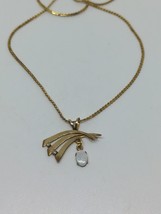 Vintage 14k Gold Filled GF Opal Diamond Necklace 17&quot; - £23.69 GBP