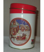 Holiday Christmas Round Tin in snowy scene Horse and sleigh - €6,04 EUR