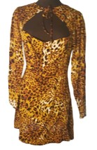 Missguided Lace up Neckline Body Con 100% Viscose Cheetah Print Dress Si... - $14.85