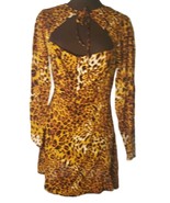 Missguided Lace up Neckline Body Con 100% Viscose Cheetah Print Dress Si... - $277.45 MXN
