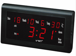 Wall Clock - VST-795W - LED All-Ages Calendar/Date/Thermometer and Hygro... - £47.22 GBP