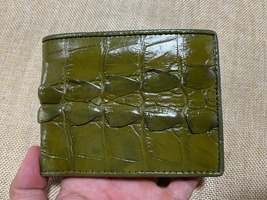Genuine Moss Green Alligator Crocodile Skin Bifold Leather Men Wallets 065 - £35.30 GBP