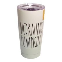 Rae Dunn Morning Pumpkin Beige Halloween Fall 17oz Insulated Coffee Cup Tumbler - £9.48 GBP