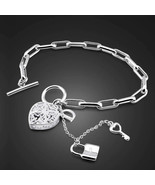 Womens Luxury Sterling Silver Heart Bag Cross Bracelet - $64.95+