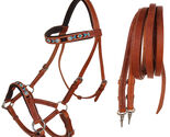 Horse Western Black Leather Bitless Sidepull Beaded Bridle Reins 77RT10 - $58.99