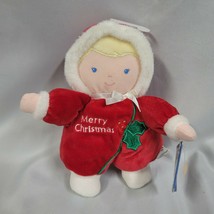 Prestige Toy Merry Christmas Rattle Doll 8&quot; Blond Stuffed Lovey Stuffed ... - $29.69