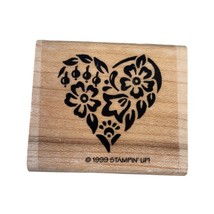 Mounted Rubber Stamp Heart Floral Flowers 1999 Stampin Up - £6.92 GBP