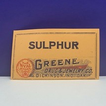 Drug store pharmacy ephemera label advertising Greene Dickinson US sulph... - £9.34 GBP