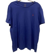 Polo Ralph Lauren Mens Short Sleeve Solid Blue Crew Neck T-Shirt Pink Logo Large - £9.04 GBP