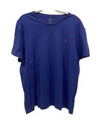 POLO RALPH LAUREN Mens Short Sleeve Solid BLUE Crew Neck T-Shirt Pink Logo LARGE - £9.02 GBP