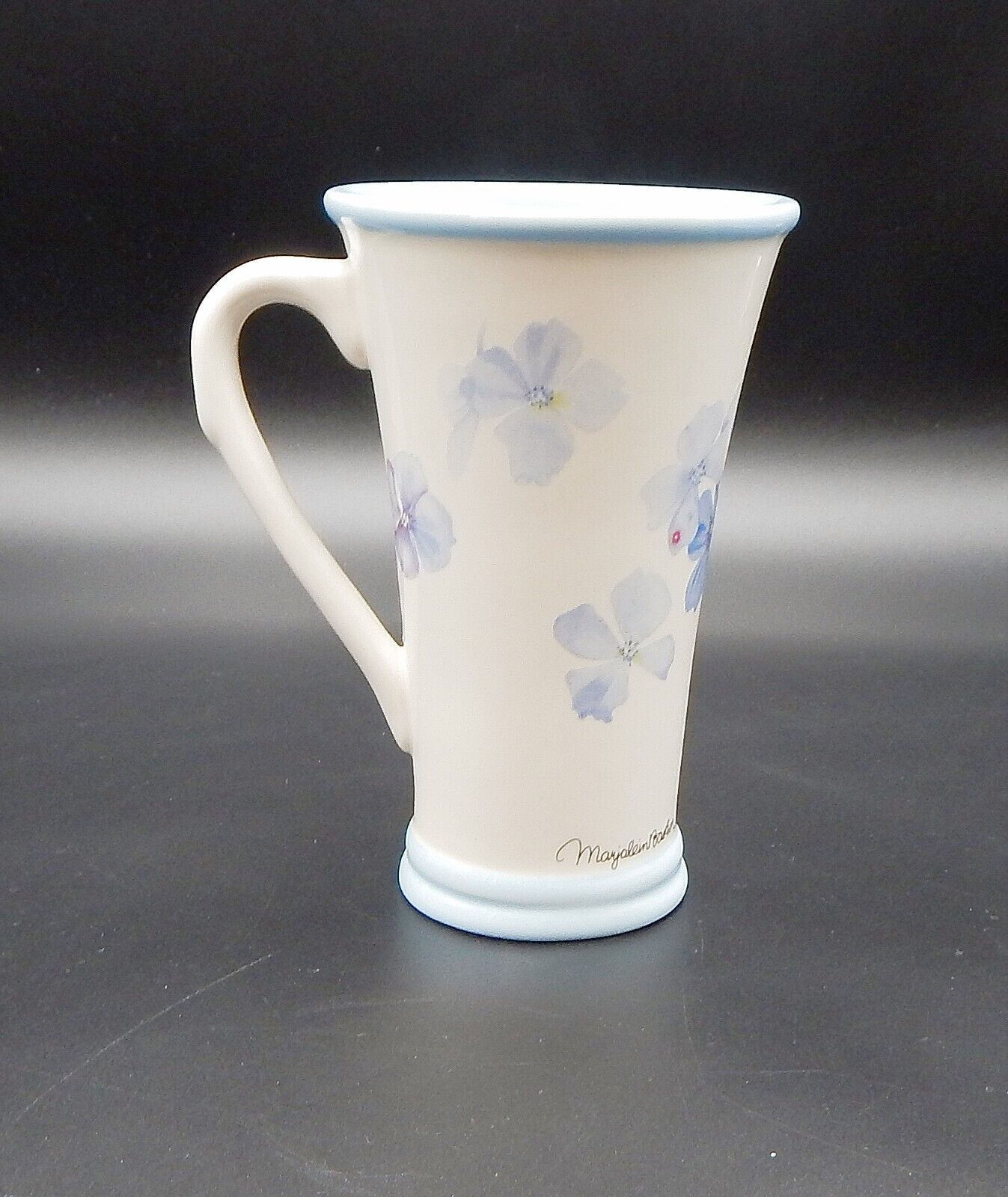 Primary image for Marjalein Bastin Pansy Butterfly Tall Coffee Tea Latte Mug Cup 8 Oz