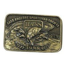 Belt Buckle Vintage 1988 BASS Bass Anglers Sportsman Society Brass USA Made - £21.60 GBP