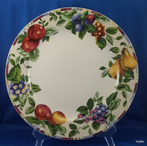 Oneida Sakura Sonoma Stoneware Platter Chop Plate 12in Beige Multi Colored Fruit - £36.69 GBP