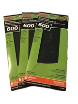 3 Pack Lot Gator Power Waterproof Power Sanding Pack 600 Grit 4-1/2&quot; X 11&quot; #7823 - £7.50 GBP