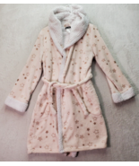 Em &amp; Alfie Robe Girl One Size Pink Star Fleece Sequin Blessed On Back Dr... - $23.05