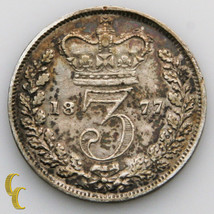 1877 Gran Bretaña 3 Peniques Moneda De Plata, KM# 730 - $88.35